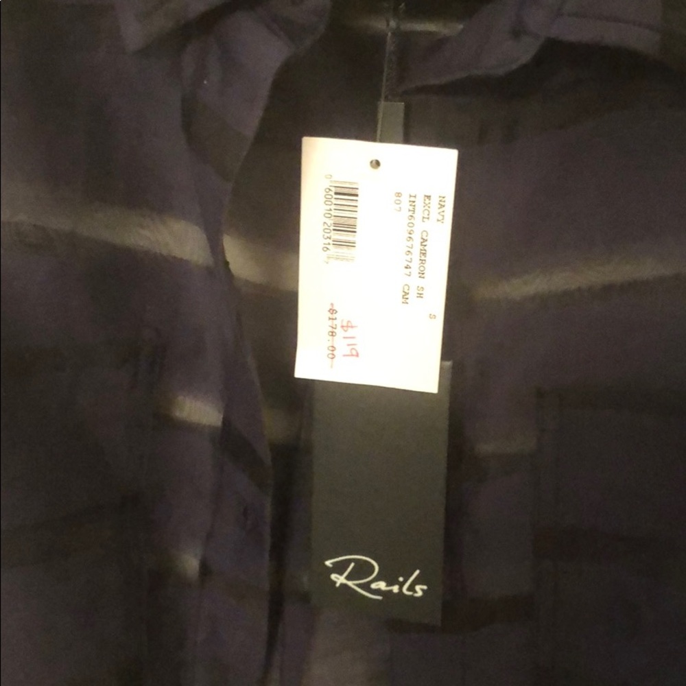 🆕 Rails Cameron Sheer Panel Blouse- Navy - Picture 8 of 8